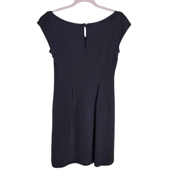 Krizia 100% silk lined tailored cap sleeve dress italian size 38 US 4 soft black - Picture 3 of 8